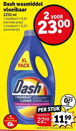 Kruidvat Dash wasmiddel vloeibaar aanbieding