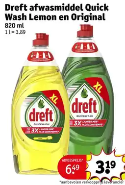 Kruidvat Dreft afwasmiddel Quick Wash aanbieding
