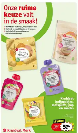 Kruidvat Kruidvat Knijpzakjes, Maïspuffs, Pap en Snacks aanbieding