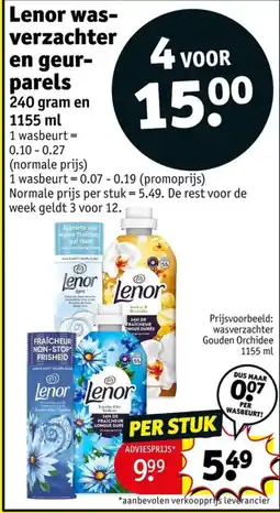 Kruidvat Lenor wasverzachter en geurparels aanbieding