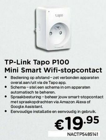 CompuDeals Tp-link tapo p100 mini smart wifi-stopcontact aanbieding