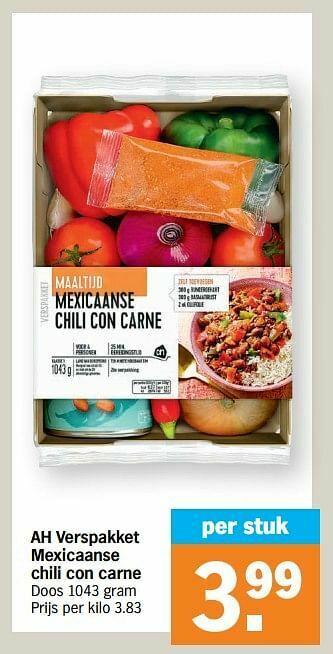 Albert Heijn Ah verspakket mexicaanse chili con carne aanbieding