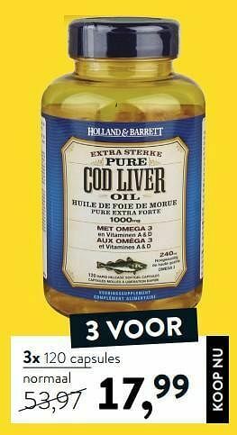 Holland & Barrett Pure cod liver oil aanbieding