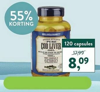 Holland & Barrett Pure cod liver oil aanbieding