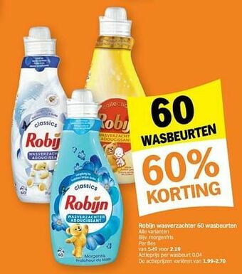 Albert Heijn Robijn wasverzachter morgenfris aanbieding