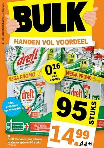 Albert Heijn Dreft platinum plus citroen vaatwascapsules aanbieding