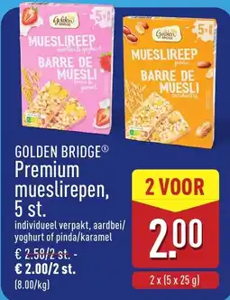 ALDI Golden bridge premium mueslirepen aanbieding
