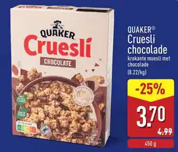ALDI Quaker cruesli chocolate aanbieding