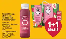 Delhaize Smoothie, sap, shot of sap op basis van bruisend water aanbieding