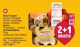 Delhaize Kiwi's Zespri peren mandarijnen aanbieding