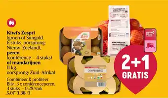 Kiwi's Zespri peren mandarijnen