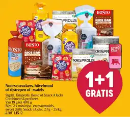 Delhaize Noorse crackers, hövebrood of rijstrepen of -wafels aanbieding