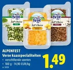 Lidl Alpenfest verse kaasspecialiteiten aanbieding
