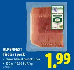 Lidl Alpenfest tiroler speck aanbieding