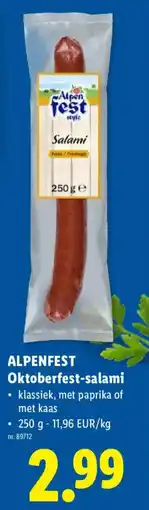 Lidl Alpenfest oktoberfest-salami aanbieding