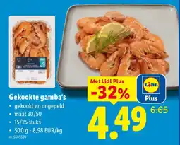 Lidl Gekookte gamba's aanbieding