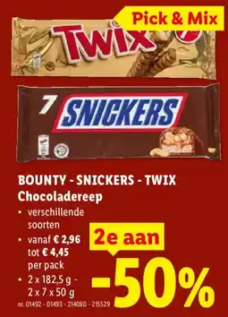 Lidl Bounty - snickers - twix chocoladereep aanbieding