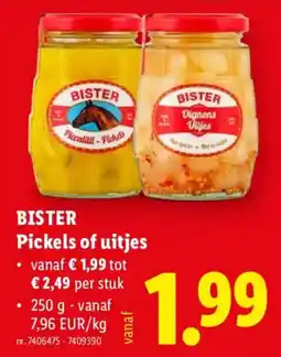 Lidl Bister pickels of uitjes aanbieding