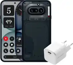 Coolblue Nothing Phone (4a) 128GB Zwart 5G + BlueBuilt Oplader met Usb C Poort 45W Wit aanbieding