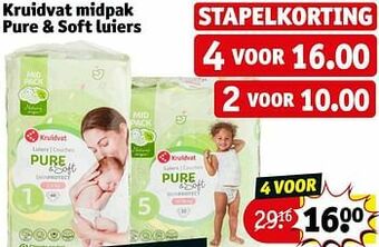 Kruidvat Kruidvat midpak pure + soft luiers aanbieding