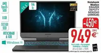 Cora Notebook medion erazer deputy md62343 aanbieding