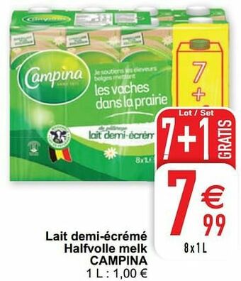 Cora Lait demi-écrémé halfvolle melk campina aanbieding