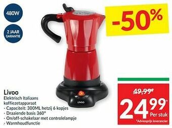Livoo elektrisch italiaans koffiezetapparaat