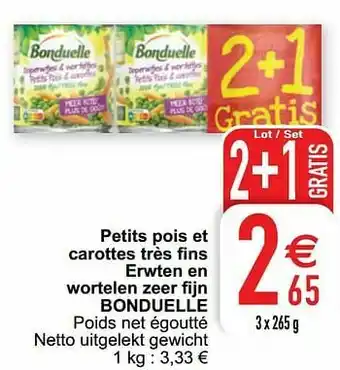 Cora Petits pois et carottes très fins erwten en wortelen zeer fijn bonduelle aanbieding