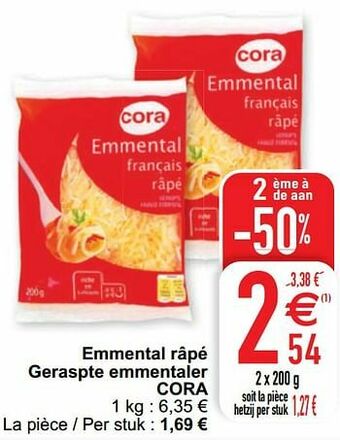 Cora Emmental râpé geraspte emmentaler cora aanbieding