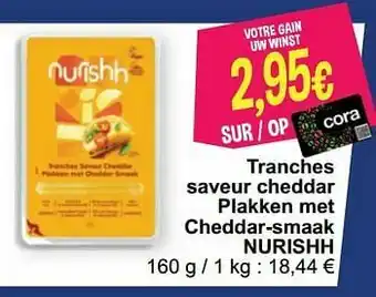 Tranches saveur cheddar plakken met cheddar-smaak nurishh