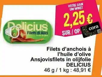 Cora Filets d’anchois à l’huile d’olive ansjovisfilets in olijfolie delicius aanbieding
