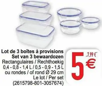 Lot de 3 boîtes à provisions set van 3 bewaardozen
