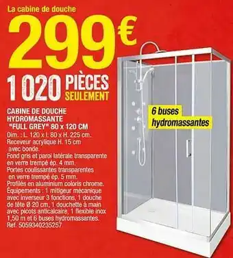 Cabine de douche hydromassante full grey