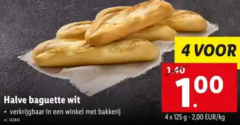 Lidl Halve baguette wit 4x125g aanbieding