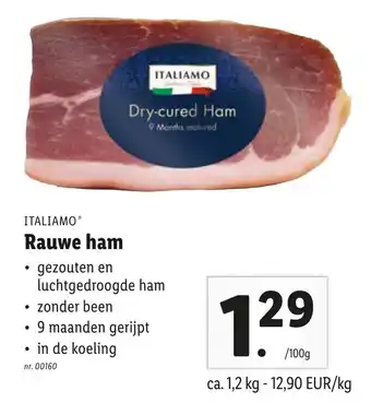 Lidl Rauwe ham /100g aanbieding