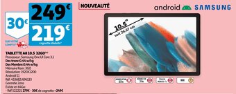 Auchan Samsung Tablette A8 10.5 32GO aanbieding