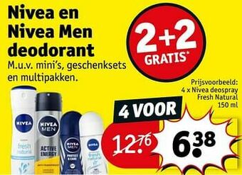 Kruidvat Nivea deospray fresh natural aanbieding