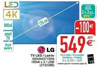 Cora Lg tv led - led-tv 50nano776pa aanbieding
