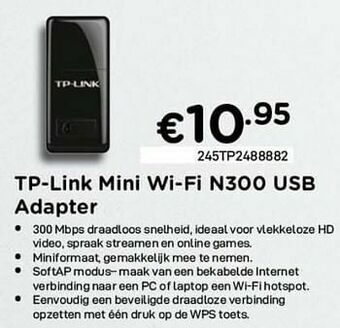 CompuDeals Tp-link mini wi-fi n300 usb adapter aanbieding