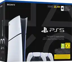 Coolblue PlayStation 5 Slim Digital Edition + Manette Supplémentaire Blanc aanbieding