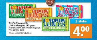 Albert Heijn Tony's Chocolonely Chocoladerepen aanbieding