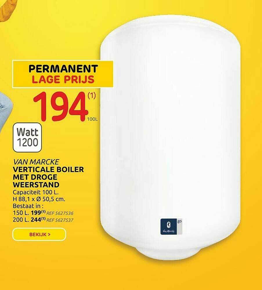 Van Marcke Vertical Boiler Met Droge Weerstand promotie bij Brico