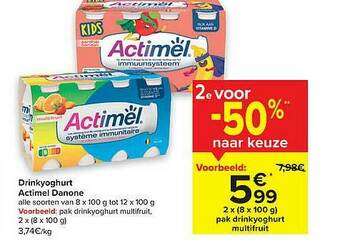 Carrefour Market Drinkyoghurt Actimel Danone aanbieding