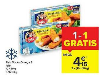 Carrefour Market Fish Sticks Omega 3 Iglo aanbieding