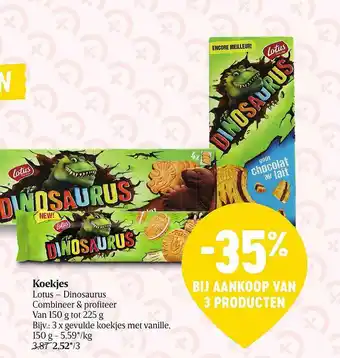 Delhaize Koekjes Lotus-dinosaurus aanbieding