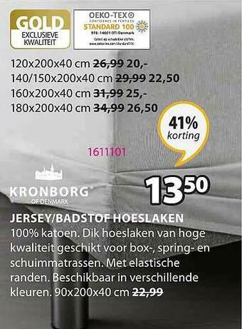 Jysk Jersey-badstof Hoeslaken aanbieding