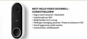 Nest Hello Video Doorbell - Gonesthellobw
