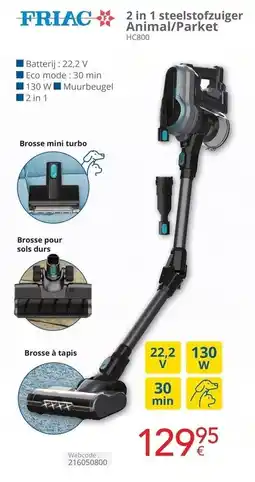 Eldi 2 in 1 steelstofzuiger animal/parket aanbieding