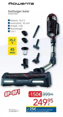 Eldi Rowenta Stofzuiger balai RH9877WO aanbieding
