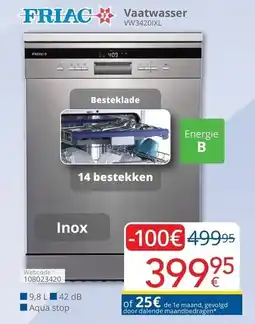 Eldi Vaatwasser VW3420IXL aanbieding